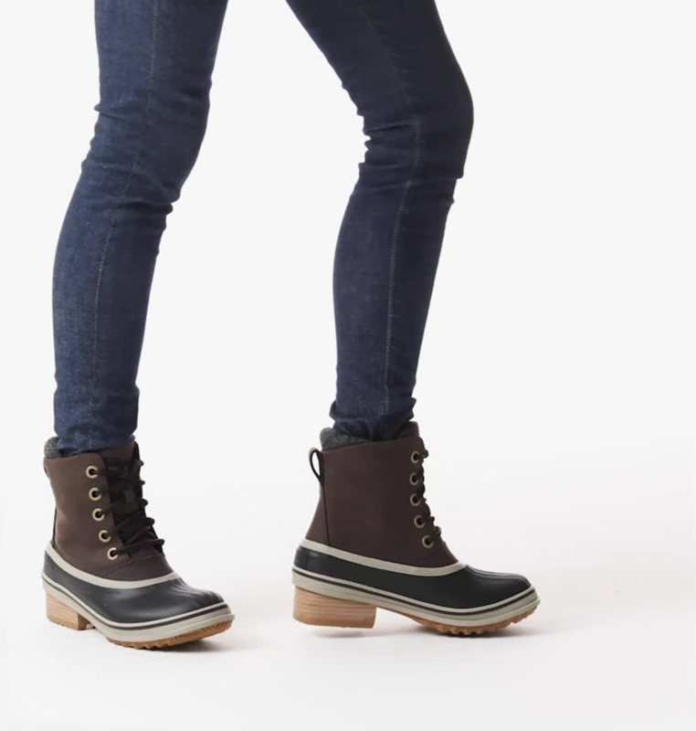 Sorel Dam Gummistövlar Svarta/Brun - Slimpack™ Iii Lace Duck Mid - UZS-407582